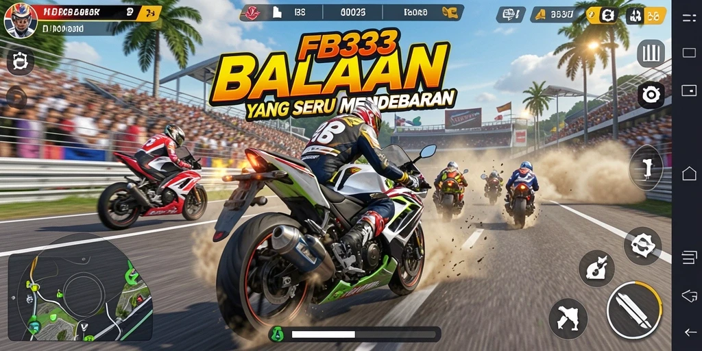 Tampilan gameplay yang menegangkan dalam balapan motor FB333.