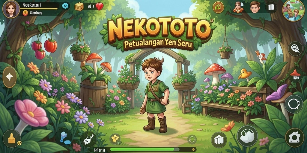Tangkapan layar utama NEKOTOTO menampilkan pengalaman gameplay yang seru dalam bertani.