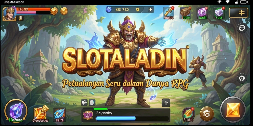 Tangkapan layar gameplay <strong>SLOTALADIN</strong> menampilkan pertempuran mendebarkan di dunia fantasi.